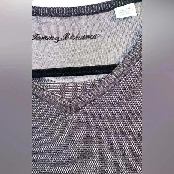 Tommy Bahama v neck waffle heathered grey long sleeve sweater XL - Picture 4 of 7